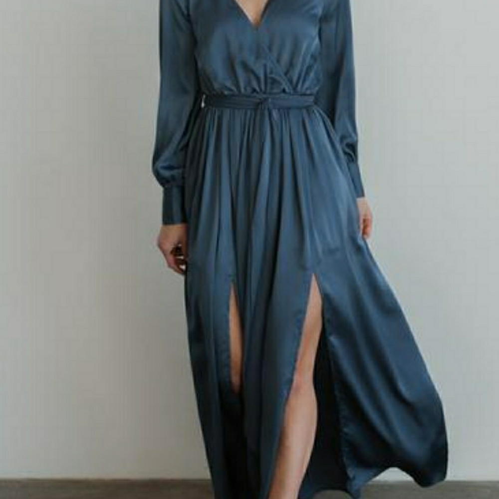 Baltic Born Slate Blue Satin Dress